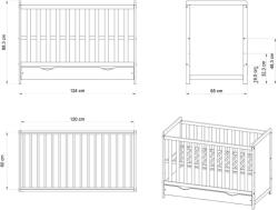 Hubners Patut copii din lemn Paula 120x60 alb cu sertar (PHPAU12ALS)