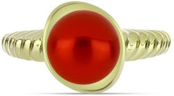  Arannyal Bevont Ezüst Gyűrű Vörös Édesvízi Gyönggyel, Y60085/54