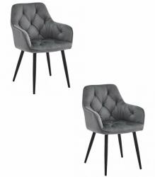  JORK Szék - sötét szürke bársony / fekete lábak x 2