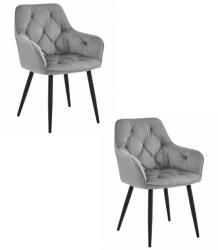  JORK szék - ezüst-szürke bársony / fekete lábak x 2