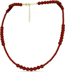  Arannyal Bevont Ezüst Nyaklánc Vörös Édesvízi Gyönggyel, Y60193