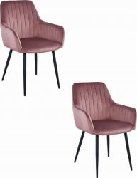 LEOBERT SOLDEN szék - bársony rózsaszín/lábak fekete x 2