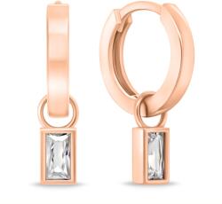 Brilio Silver Cercei rotunzi minimalisti 2 în 1 cu zirconi EA840R
