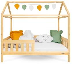 New Baby CASTELLO gyermek házikó ágy ráccsal és korláttal 160x80 cm - természetes