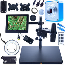 Rosfix Earth Pro MCEP-0.5X digitális mikroszkóp + 8 hüvelykes kijelző + tartó + állítható 56xLED megvilágító + Scorpius PRO KMSP-HDMI-USBI Planets PRO