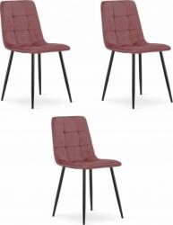 LEOBERT Krzesło KARA - pink velvet / black legs x 3