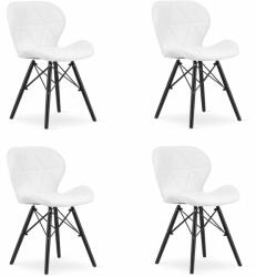  Fehér ekozsinór LAGO modern fekete lábak étkező konyha x4