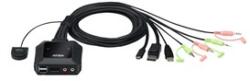 ATEN 2-Port USB-C DisplayPort Hybrid Cable KVM Switch (CS52DP-AT)