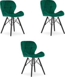 LEOBERT Krzesło LAGO Velvet - zielone / czarne nogi x 3