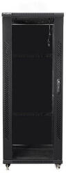 Lanberg FF01-6632-12B 19" 32U SZÉL: 600mm MÉLY: 600mm MAG: 1603mm lapraszerelt üvegajtós fekete rack szekrény - pepita