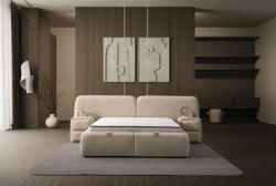 INFINIZA Visco Ágykeret 180x200 cm Bézs Kárpittal - Visco Ágyneműtartós Ágykeret - pepita