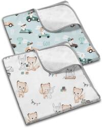Kidizi Set 2 aleze impermeabile refolosibile din bumbac 78x60 cm Kidizi Funny Rabbit Friends (5949551918660) Saltea de infasat