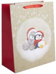 QX Pungă cadou cu model pinguin și urs - 31 x 42 cm (371781)