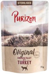 Purizon 6x70g Purizon Adult Sterilised - gabonamentes nedces macskatáp - Csirkefilé pulykával