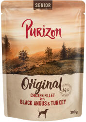Purizon 6x300g Purizon Senior csirkefilé Black Angus marhával nedves kutyatáp