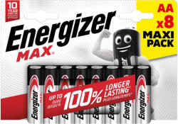 Energizer EMAAB8 Max LR6 (AA) alkáli ceruzaelem - hosszú élettartamú, megbízható 1, 5V energiaforrás háztartási és elektronikai eszközökhöz ( 8db/csomag ) ( EMAAB8 ) (EMAAB8)