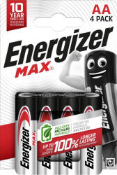 Energizer EMAA Max LR6 (AA) alkáli ceruzaelem - hosszú élettartamú, megbízható 1, 5V energiaforrás háztartási és elektronikai eszközökhöz ( 4db/csomag ) ( EMAA ) (EMAA)