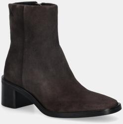 Calvin Klein cizme din piele întoarsă BLOCK HEEL ZIP BOOT SUE 9BYA-OBD059_89X (HW0HW02592)