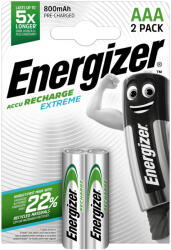 Energizer EAEXT800AAAB2 Extreme LR03 (AAA) újratölthető mikro akkumulátor 800mAh Ni-MH - nagy teljesítményű, hosszú élettartamú AAA ceruzaakku ( 2db/csomag ) ( EAEXT800AAAB2 ) (EAEXT800AAAB2)