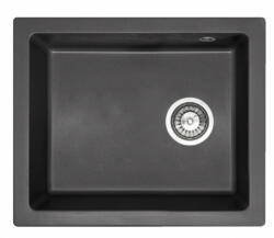 Rea Nels szögletes gránit mosogató 56x46, 5 cm lefolyógarnitúrával, fekete ZLE-00109 (ZLE-00109)
