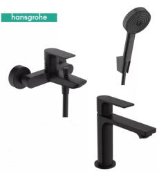 Hansgrohe Rebris E kád- és mosdócsaptelep szett Pulsify Select zuhanyszettel, matt fekete (SET-HG-202511161556)