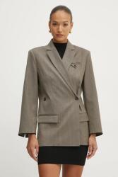 Pinko gyapjú kabát barna, sima, kétsoros gombolású, 104862 A2BQ - barna 40