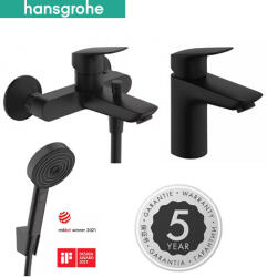 Hansgrohe Logis kád- és mosdócsaptelep szett Pulsify Select zuhanyszettel, matt fekete (SET-HG-202511131620)
