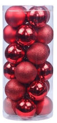 AVIDE Artezan Karácsonyfadísz Gömb 8cm Cső Piros 24db/doboz