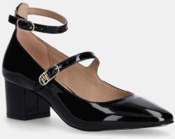 Tommy Hilfiger bőr flip-flop PUMP DOUBLE STRAP PATENT LEATHER fekete, magassarkú, FW0FW08566 - fekete Női 38