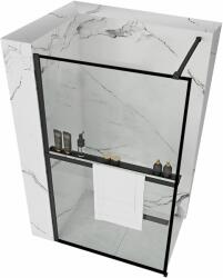 Rea Bler, Walk-In típusú zuhany paraván 70x195cm, 8mm átlátszó üveg, fekete profil + polc és törölközőtartó EVO, KPL-K7636 (KPL-K7636)