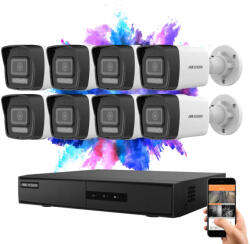 Hikvision 8 biztonsági kamerás IP kamera rendszer 4MP színes éjjellátással