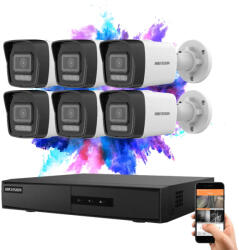 Hikvision 6 biztonsági kamerás IP kamera rendszer 4MP színes éjjellátással
