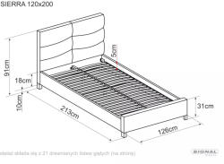  Sierra Velvet Bársony Ágy Szürke 120x200 (SIG-SIERRAV120SZD)