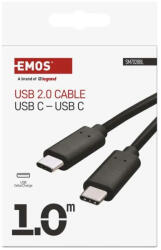 EMOS Töltő- és adatkábel 2.0 USB-C / USB-C, 1 m, fekete SM7028BL (SM7028BL)