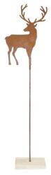 Dekoráció szarvas álló fém, fa 21x0, 07x30cm, 80cm natúr, rozsdás (724804X-30)