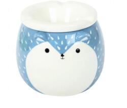  Süni hamutartó - szélálló kerámia, kék-fehér, fedeles (M-23024-süni)