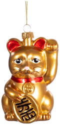 Sass & Belle Стъклена ръчно изработена коледна украса 11 cm Lucky Cat - Sass & Belle (LINXM168)