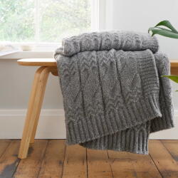 Bianca Сиво плетено одеяло 150x200 cm Cable Knit - Bianca (DS/58963/R/150200/GY)