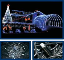 Dablerom Sir extensibil 50 LED+Flash, Alb Cald cu Cablu Negru 5m PROFI (DD-9003-WW)