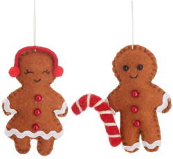 Sass & Belle Текстилни ръчна изработени Коледни украси в комплект 2 бр. 6, 5 cm Gingerbread Couple - Sass & Belle (CRAFTXM166)