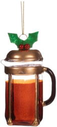 Sass & Belle Стъклена ръчно изработена коледна украса ø 5, 5 cm Christmas Cafetiere - Sass & Belle (VERXM202)