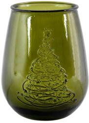 Ego Dekor Ваза от зелено стъкло с коледен мотив, височина 13 cm Arbol de Navidad - Ego Dekor (ZSM-2382DB615)