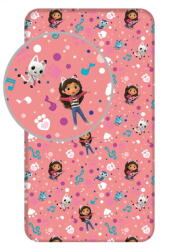 Jerry Fabrics Еластичен единичен памучен детски чаршаф 90x200 cm Gabby's Dollhouse - Jerry Fabrics (23FT443)