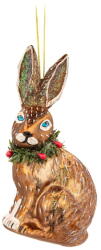 Sass & Belle Стъклена ръчна изработена Коледна украса 5 cm Festive Hare - Sass & Belle (LINXM359)