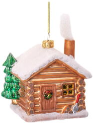 Sass & Belle Стъклена ръчно изработена коледна украса 10 cm Christmas Cabin - Sass & Belle (LINXM333)