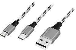 LogiLink USB 2.0 kábel, USB-A/M - Micro-USB + USB-C, fehér/fekete, 1, 2 m (CU0202) (CU0202) - dstore