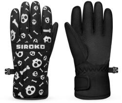 SIROKO Kids Winter sports Gyerek snowboard és sí kesztyű Skull Fekete 128 cm - 8 Y fekete