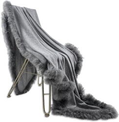 Native Natural Одеяло от вълна и кожа 140x180 cm - Native Natural (WOOLTRIM-GRY)