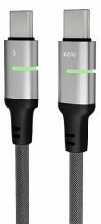 AVAX CB632 Steely LED 60W USB-C gyorstöltő kábel, fonott, fekete (AVAX CB632)