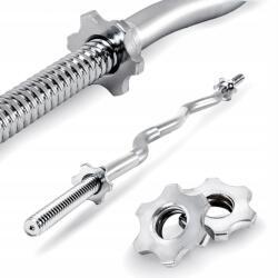 THUNDER 120 cm enyhén hajlított menetes súlyzórúd, 30 mm rögzítőkkel szürke